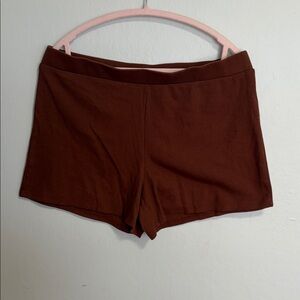 Forever 21+ Ribbed High-Waist Shorts — Rust Brown